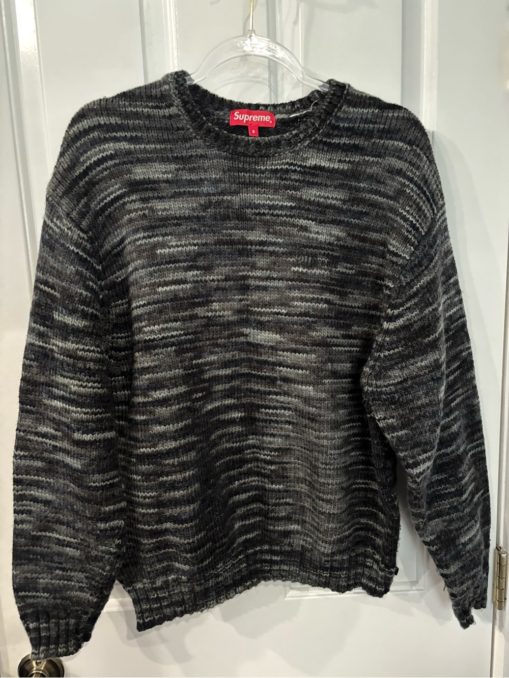 Supreme Black & Gray Marled Crewneck Sweater